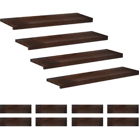 Alfombras para escalones 12 uds. 90 x 30 x 2 cm Marrón Oscuro vidaXL