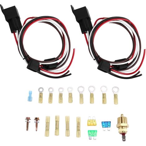 Kit de relais pour ventilateur électrique double, kit de thermostat pour ventilateur de refroidissement électrique de radiateur, capteur de température, interrupteur 185 marche/175 arrêt (1/5)
