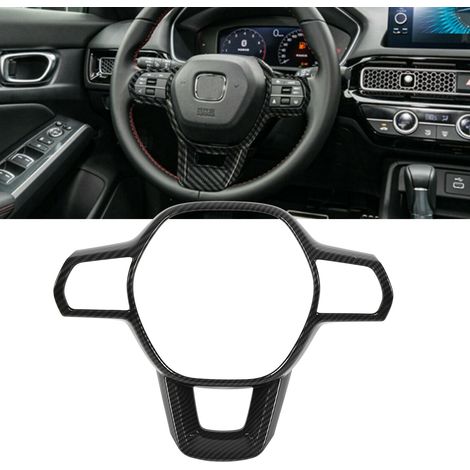 Modification de voiture : Enjoliveur de volant Honda Civic 2022 avec accents pailletés - texture fibre de carbone, conduite à gauche. (1/5)