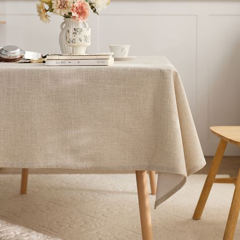 Nappe rectangulaire beige élégante en polyester, résistante aux taches, 100 x 140 cm, idéale pour les repas de Noël. Protection décorative pour la ta (1/5)