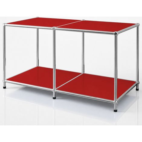 Étagère métal chromé design épuré, Concept Epuré MK-016, L78 x P40 x H46 cm, Rouge