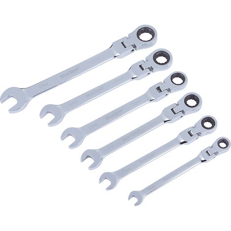 BLUESPOT RATCHET SPANNER SET FLEXIBLE HEAD 6PC COMBINATION METRIC 8-17MM 04312 (1/3)