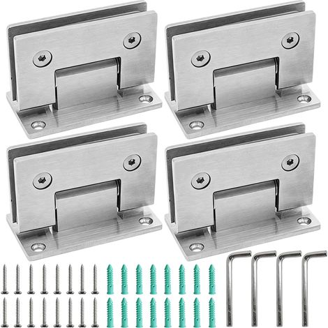 4 Pièces Charnière Porte Douche en Verre, Portes Robustes à 90 Degrés pour L'installation de Portes de Vitrines, Portes de Salle de Bain et de Portes de Bureau de 8 à 12mm (1/5)
