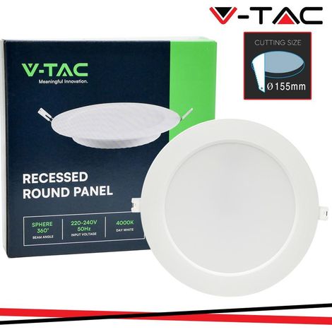 PANNELLO LED AD INCASSO TONDO 12W - Ø foro cm 15,5 / 6500K