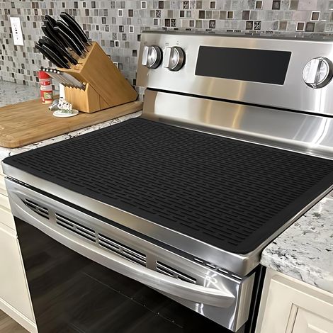 Tapis de cuisinière en silicone 71500.3 cm, tapis de protection pour cuisinière à induction multifonction-noir (1/5)