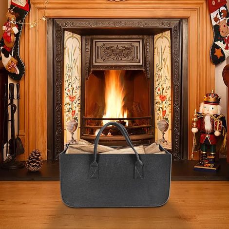 2ème braskaminsvedpåse i filt, filtbag for Archer-ved, inomhusvedhållare, braskaminsvedhållare for förvaring av vedleksaker Shopping - 502525cm