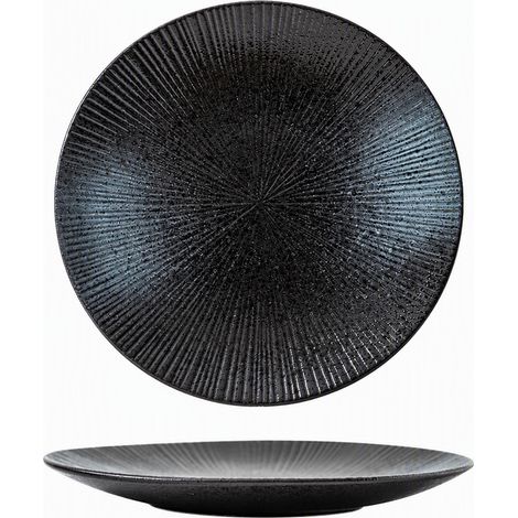 Assiette japonaise à rayures 10 pouces, décor perle noire