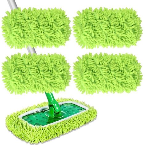 4 Pièces Chiffons de Serpillière Microfibre pour Swiffer Sweeper, Serpillière Recharge Balai Vapeur, Lingettes Humides Housse Tampons de Vadrouille Lavables Réutilisables pour Sols Carrelages (1/4)