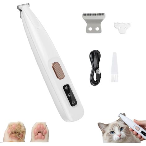 Tondeuse électrique rechargeable pour pattes de chien avec lumière LED, rasoir à faible bruit pour chiens et chats (1/5)