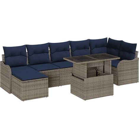 Garden Sofa Set 8 pcs Grey Poly rattan vidaXL (1/5)