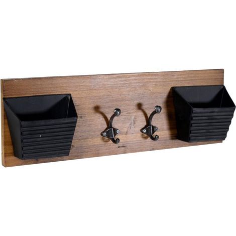Portalettere legno 2 posti c/appendino 2p cm 60x9
