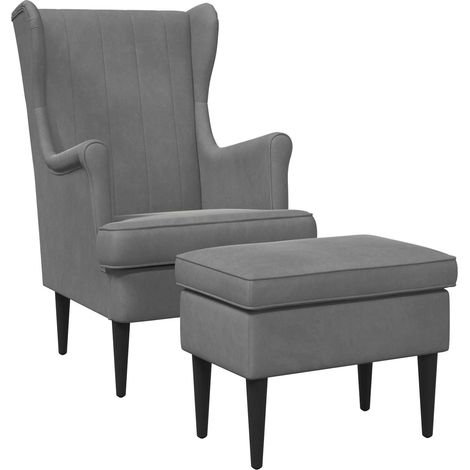 Maison Exclusive - Poltrona con Ottomano 2 pz Grigio Scuro Velluto (1/5)