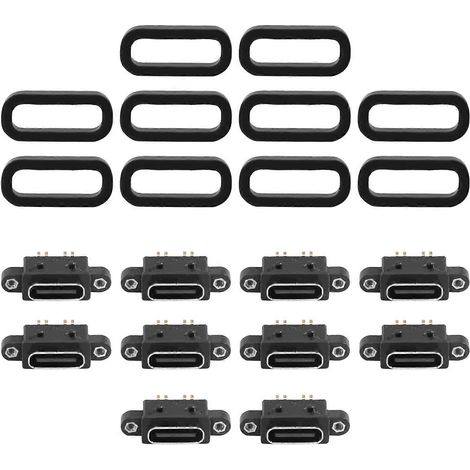 Lot de 10 prises USB Type-C femelles étanches 4 broches avec trou de vis, interface de charge (1/5)