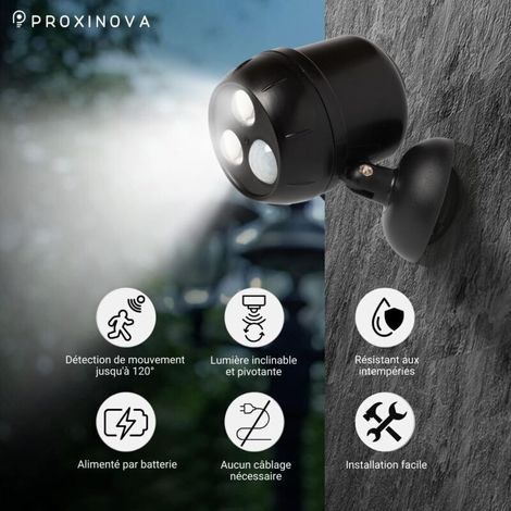 Bewegungsmelder-Außenleuchte, batteriebetriebene LED-Leuchte, kabelloser Fluter, LED-Außenstrahler, 1000 Lumen, 360° drehbarer Kopf, Außenwandleuchte (1/4)