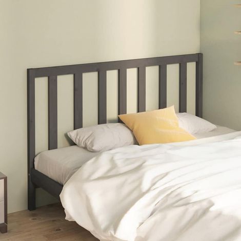 Tête de lit en bois de pin massif gris 141 x 4 x 100 cm pour lit sans tête de lit - PANGIVO (1/5)