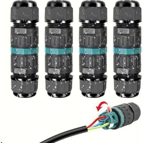 IP68 Waterproof Electrical Connector - 3-Wire Cable Connection Outdoor Waterproof Junction Box, Waterproof Domino Junction Box for Cable Ø 9 to 12mm (4 Pcs) (1/5)