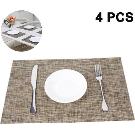 Placemat - PVC Tissé - Résistant à la Chaleur Jusqu'à 100 °C - Anti-dérapant - Lavable à la Main - Lot de 4 (1/5)