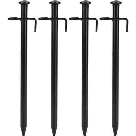 4 pièces piquets de tente acier renforcé extérieur voyage camping plage piquets sol clous (20cm) (1/5)