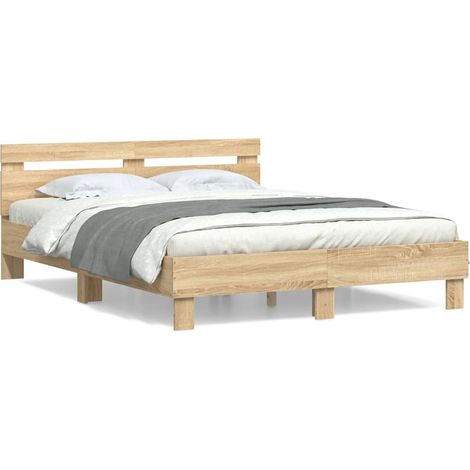 Maison Exclusive - Bettgestell mit Kopfteil Sonoma-Eiche 150x200 (1/5)