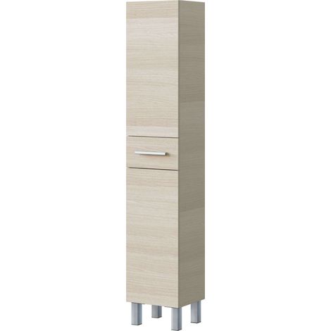 Columna de Baño Athena Estilo Natural 2 Puertas y 1 cajón Color Roble 182x35x31 cm (1/5)