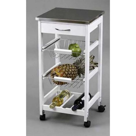 Carro cocina cestas + botellero inoxidable en acabado blanco 76 cm(alto)37 cm(ancho)37 cm(largo) (1/2)