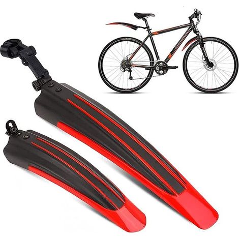 Juego de guardabarros delantero y trasero de 2 piezas para bicicleta, Ajustable universalmente, Compatible con bicicletas de 20 26 pulgadas, Rojo (1/5)