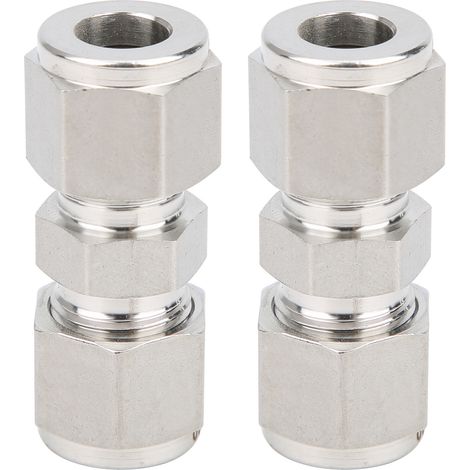 Raccord à compression droit en acier inoxydable 316, adaptateur de tube à double bague, 2 pièces, diamètre 10 mm, connexion étanche pour tuyauterie industrielle (1/5)
