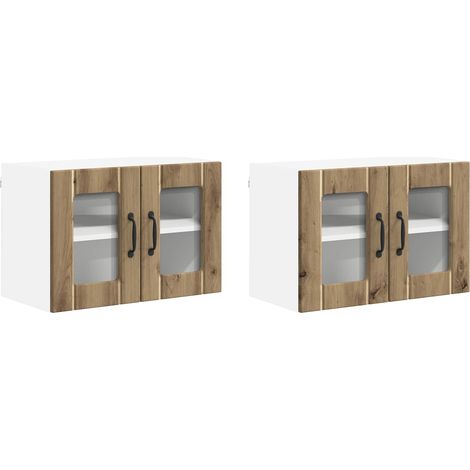 Maison Exclusive - Armario de vidrio para pared LUCCA 2 pcs Roble