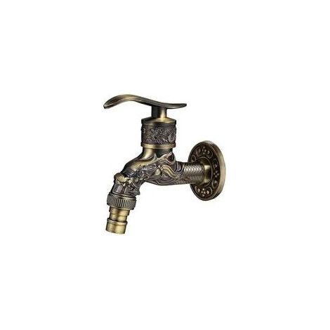 Robinet Mural RéTro en Laiton, Robinet Exterieur Jardin G1/2", Robinets en Laiton Antique, RobinetS Mural Vintage, Antique Cuivre Dragon Sculpté Robinets pour Cuisine Bain Jardin (1/5)