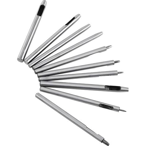 Outils de Perforation en Cuir, Kit de Perforation en Métal 10pcs, Outil de Perforation de Ceinture Creuse, Perforateur de 0,5 à 5 mm (1/5)