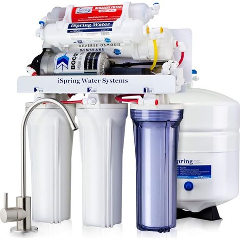 iSpring RCC7P-AK Système d’Osmose Inverse 6 Étapes avec Pompe, Filtration Alcaline pH+, 75 GPD