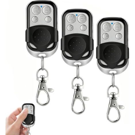 Telecommande Universelle Portail Compatible 433,92 MHz pour porte de garage, Télécommande Portail Garage sans Fil à 4 Boutons pour Porte de Garage et Voiture - 3 Pièces (1/5)