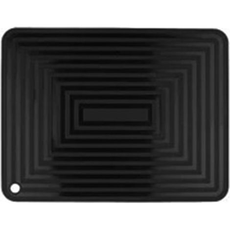 Dessous de Plat Silicone, Anti-dérapant Anti-Chaleur Tapis de Pot, Multifonction Repose-cuillère Dessous de Verre de Cuisine, Support à Couverts, Tapis Résistants à la Chaleur, Noir (1/5)