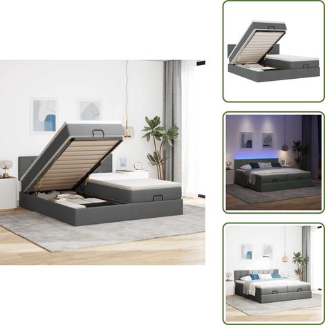 Coprimaterasso lavabile - vidaXL Struttura Letto Pouf con Materassi 200x200 cm in Tessuto - Luci a LED