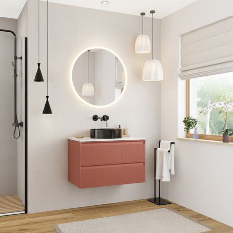Nuovo mobile da bagno 80 cm, arancione (CERAMIA-3O80)