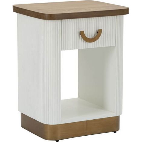 Comodino Tolosa Bianco e Marrone con Cassetto e Ripiano - Legno di Frassino - Modern Style 1428070000 (1/5)