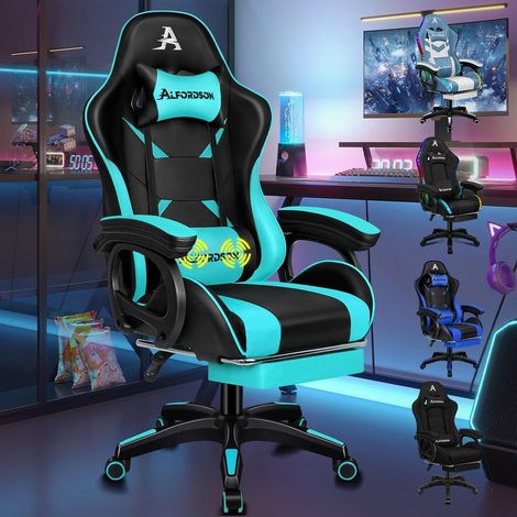 Gaming-Stuhl Racing-Gamer mit 2-Punkt-Massage Lendenkissen höhenverstellbar (1/5)