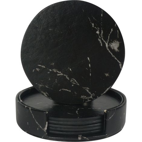 Dessous de verre en cuir pour protéger les tables et les bureaux des taches. Dessous de verre en cuir durable et antidérapant. Convient aux surfaces courantes. (1/5)