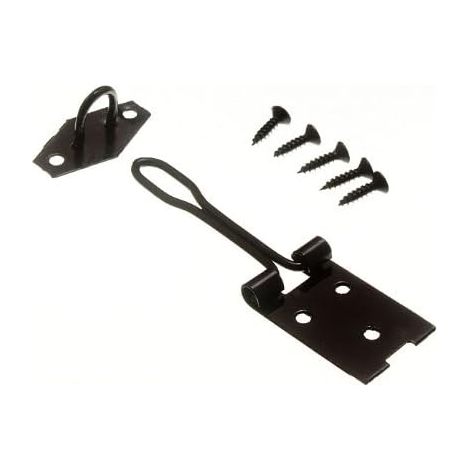 Lot de 24 kits de hasp et d'agrafes – Type de fil en acier noir 75 mm + vis (1/2)