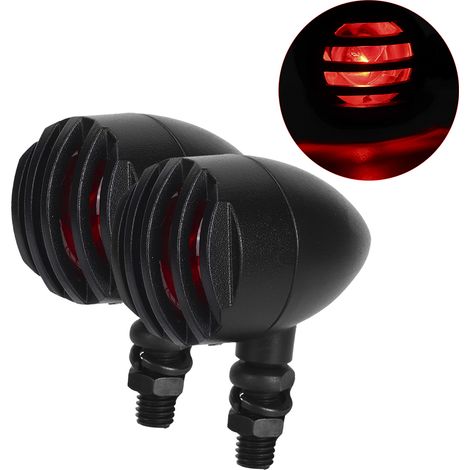 Clignotant Moto Vintage 12V 5W Indicateur Universel Feu de Signalisation Pièce de Remplacement Noir Rouge (1/4)
