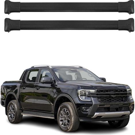 OMAC Barres de toit en aluminium pour Ford Ranger T6 P703 2022-2026 – TÜV / DIN 75302:2019 – Charge max 75 kg – 2 barres Noir