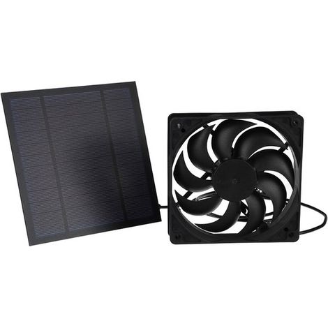 Mini ventilador solar de 20 W y 12 V, ideal para camping, caravanas, caza, invernaderos, perreras y gallineros.