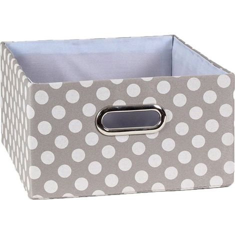 Calicosy – Tiroir en tissu gris à pois blancs – Dimensions L30 x l27 x H15 cm – Carton rigide avec tissu polyester et coton – Pour rangement organisé (1/5)