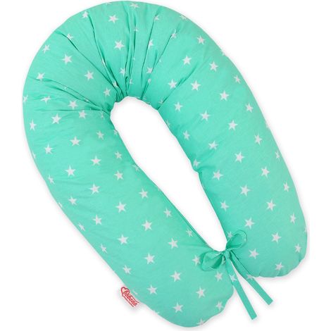 Almohada de embarazo más larga para dormir embarazadas + Funda extraíble - Estrellas sobre menta (1/5)