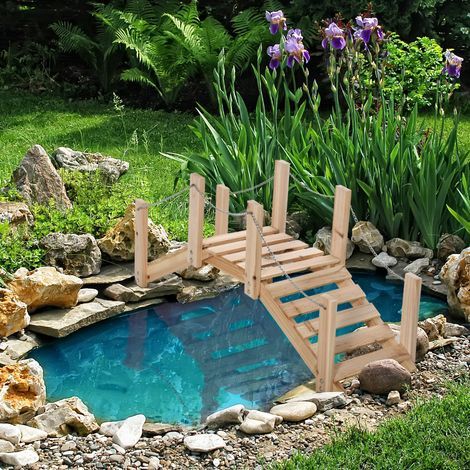 Gartenbrücke – Teichbrücke – Holzsteg – Gartendekoration, Maße: 100 x 32 x 48 cm (L x B x H) – Fichte (1/5)