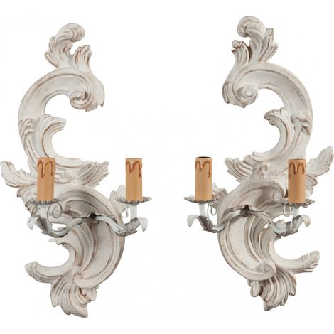 Biscottini 2 Appliques murales Shabby 46 x 19 x 24 cm Applique Murale intérieure Style Baroque (1/5)