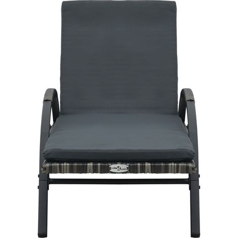 YOUTHUP Sonnenliege mit Auflage & Rädern Poly Rattan Anthrazit (1/5)