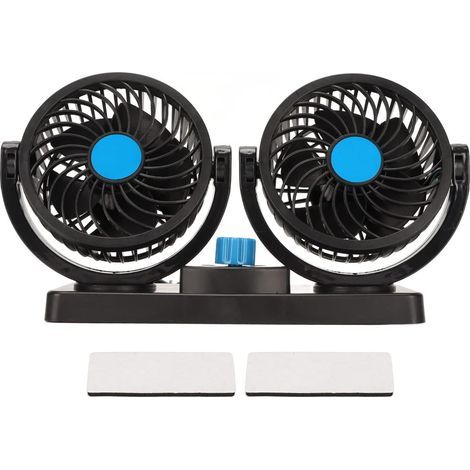 Ventilador de coche USB, ventilador doble giratorio de 360° para coche, ventilador portátil de doble cabezal para coche, sin escobillas, silencioso y eficiente, mini ventilador personal (1/5)