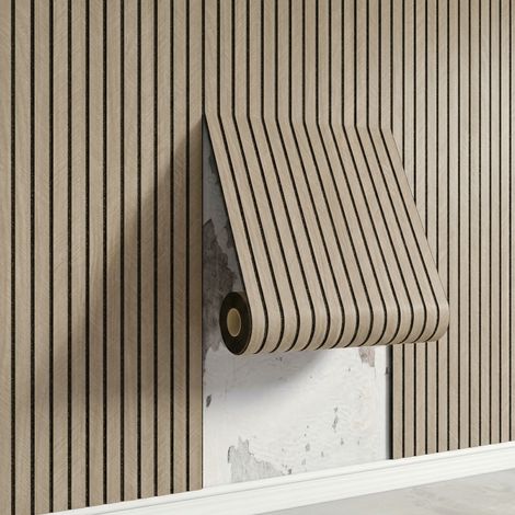 1 selbstklebendes 3D-Wandpaneel – 300 x 40 cm, dekorativer Wandaufkleber für Akzentwände im Wohnzimmer, selbstklebende Tapete – Hellbraun