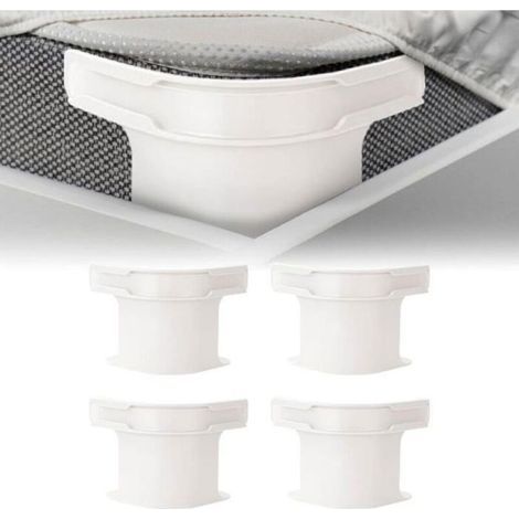 Set mit 4 Bettlaken-Befestigungen mit Sicherungsbändern, Eckbefestigungen für Matratzenschoner, Decken und Bettwäsche (1/4)